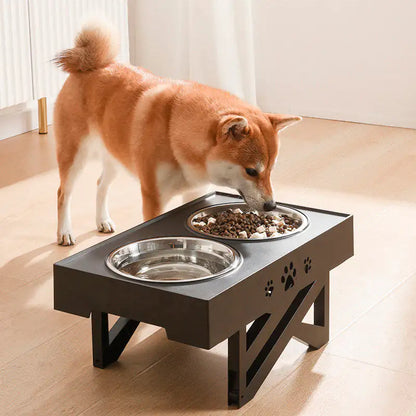 Adjustable Height Double-Bowl Pet Support Table